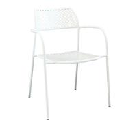 milani home - Poltrona Impilabile In Ferro Bianco Per Esterno Giardino, Portico, Ristorante, Gelateria Bar Hotel Albergo - Bianco