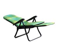 milani home - poltrona relax sdraio reclinabile in tessuto e acciaio, verde/giallo, con cuscino poggiatesta, per giardino e veranda
