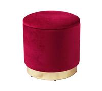 milani home - pouf rettangolare in velluto di design moderno, cm diametro 37 x 40 h - Rosso