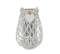Milani Home s.r.l.s. Lanterna in Vimini Bianca Diametro 30x41 per Interno E Esterno, Portico, Porta Candela, Porta Fiori, Giardino Decorazioni