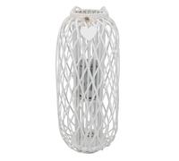 Milani Home s.r.l.s. Lanterna in Vimini Bianca Diametro 39x95 per Interno E Esterno, Portico, Porta Candela, Porta Fiori, Giardino Decorazioni