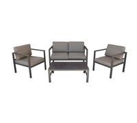 milani home - salotto da giardino, alluminio, con tavolino e cuscini modulare componibile, 4 posti, taupe