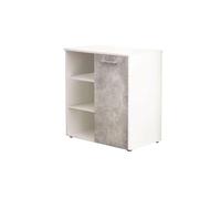 milani home - scarpiera slim 1 anta a ribalta, color cemento e bianco, mobile ingresso per corridoio