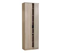 milani home - scarpiera slim alta 60 x 33 x 192 cm, 7 ripiani, effetto olmo, per ingresso e corridoio