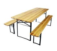 milani home - set birreria tavolo e panche, legno, tavolo e 2 panche, 8 posti, marrone e verde, piano 200 x 70 cm