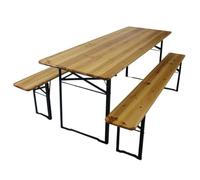 milani home - set birreria tavolo e panche, legno, tavolo e 2 panche, 8 posti, marrone e verde, piano 220 x 80 cm