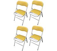 milani home Set di 4 Sedie Slim Pieghevoli Gialle Color 128 con Comoda Imbottitura nella Seduta per Ospiti, Ufficio, Casa, Campeggio