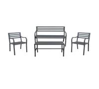 milani home Set Salotto da Giardino 2 Posti in Ferro Verniciato Nero per Esterno