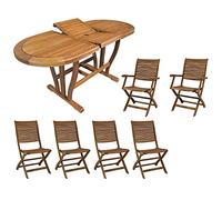 TURRIS - set tavolo in alluminio e teak cm 180/240 x 100 x 74 h con 4 sedie e 2 poltrone Mulier