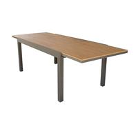 milani home - tavolo da giardino allungabile, alluminio e polywood, piano in polywood, 10 posti, taupe e marrone, piano 160/240 x 95 cm