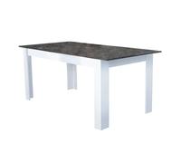 milani home - tavolo da pranzo allungabile 160/200 x 90 cm, color cemento scuro e bianco, per cucina e soggiorno