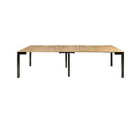 milani home Tavolo da Pranzo Moderno di Design A Consolle Cm 90x50/100/150/200/250/300 Struttura Nera Piano Naturale per Sala da Pranzo