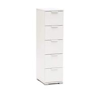 MilaniHome.it - cassettiera 5 cassetti per Soggiorno Cucina Bagno Fatto in Italia cm 27x38x103 HDI coloreBianco