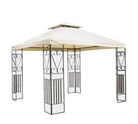 MilaniHome.it - Gazebo 3x3 in Metallo con Pareti Decorate Ferro Nero con Telo Beige per Esterno E Giardinodi coloreAntracite