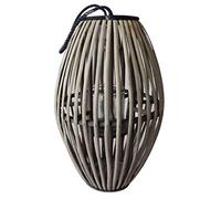 MilaniHome.it - Lanterna Grigia in Vimini E Vetro per Interno E Esterno, Portico, Porta Candela, Porta Fiori, Giardino Decorazionidi coloreGrigio