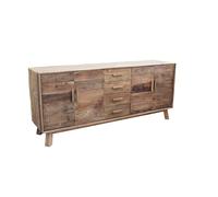 MilaniHome.it - Madia con 4 Ante e 4 cassetti in Legno di Pino Riciclato di Design Moderno in Legno Invecchiato Pezzo Unico cm 200x48x85 HDI coloreMarrone