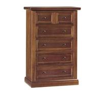 Mobile Con 6 Cassetti Tinta Noce 63x37x98 Per Interno Camera Cameretta Sala Da Pranzo Salotto Cucina Arte Povera Massello