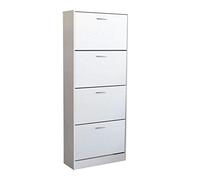Scarpiera Con 4 Ante In Legno Di Design Porta Scarpe Di Alta Qualità, Cm 60x24x150 H Colore: Bianco