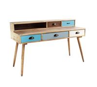 Scrivania Scrittoio Consolle Stile Industriale Cm 120x50x79 H Con 5 Cassetti E Scomparto Per Interno Sala Studio Ufficio