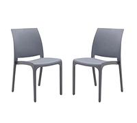MilaniHome.it - set di 2 sedie poltrone da giardino in plastica design moderno colorata Grigio chiaro