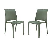 MilaniHome.it - set di 2 sedie poltrone da giardino in plastica design moderno colorata Verde