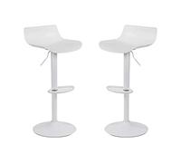 MilaniHome.it - Set di 2 Sgabelli da Bar Albergo Hotel Sedia Cucina con Poggiapiedi Altezza Regolabile Girevole Stile Moderno di Design Contemporaneo, Cm 43x44x75/96 HDI coloreBianco
