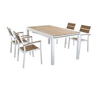 MilaniHome.it - Set Tavolo 200/300x100 Struttura in Alluminio Bianco Compreso di 4 Sedute Colore Bianco,Marronedi coloreBianco