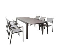 MilaniHome.it - Set Tavolo e sedie da Giardino per Esterno in Alluminio cm 180/240x100x73 h con 6 sedute Colore Taupedi coloreTaupe