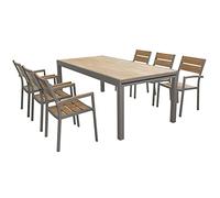 MilaniHome.it - Set Tavolo e sedie da Giardino per Esterno in Alluminio cm 200/300x95x75 h con 6 sedute Colore Taupedi coloreTaupe