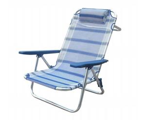 MilaniHome.it - Spiaggina Mare Sdraio Alluminio Con Braccioli Regolabile Per Campeggio Spiaggia Piscina Giardinodi coloreBlu