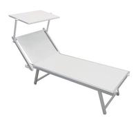 MilaniHome - Lettino Da Campeggio Sdraio Bianco Con Tettuccio Per Spiaggia Mare Piscina Giardino Da Esterno