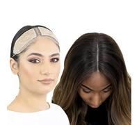 MILANO COLLECTION Pizzo con fascia in velluto regolabile, senza colla, comoda e sicura, accessorio per parrucca, grande, beige