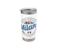 Milano con skyline Italia moda vintage Lombardia souvenir Bicchiere termico in acciaio inox doppia parete