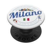 Milano con skyline Italia moda vintage Lombardia souvenir PopSockets PopGrip Adesivo