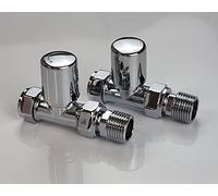 Milano Dritto Cromo Portasciugamani Valvole 1/2 "/15mm Radiatore Valvole