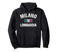 Milano Italia Lombardia Bandiera Italiana Stampa Distressed Felpa con Cappuccio