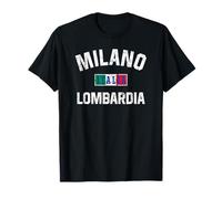 Milano Italia Lombardia Bandiera Italiana Stampa Distressed Maglietta