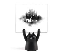 Milano Italy Landmark Ink City Painting Memo Holder Cartoon Black Cat Stand Decorazione