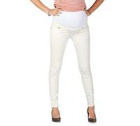 Milano - Jeans Premaman Donna Basic, Super Elasticizzato e Comodo, Pantaloni Skinny, Abbigliamento per Ogni Fase della Gravidanza - Made in Italy (Avorio, L)