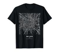 Milano Mappa Città Italia Strade e Coordinate Maglietta