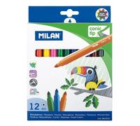 Milano Scatola da 12 Pennarelli Punta Conica 5 mm Colori Assortiti