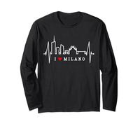 Milano Skyline Battito del Cuore L'Italia Amo Milano Maglia a Manica