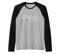 Milano Skyline Battito del Cuore L'Italia Amo Milano Maglia con Maniche Raglan