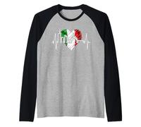 Milano Skyline Battito del Cuore L'Italia Amo Milano Maglia con Maniche Raglan