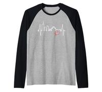 Milano Skyline Battito del Cuore L'Italia Amo Milano Maglia con Maniche Raglan