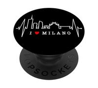 Milano Skyline Battito del Cuore L'Italia Amo Milano PopSockets PopGrip Adesivo