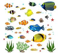 Milaosk 2 Pezzi Adesivi Murali Pesci Tropicali Sotto Il Mare, Cartoni Animati Impermeabili per Bagno, Decorazioni da Parete Camera dei Bambini