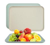 milaosk 2 Pezzi Vassoio Plastica Rettangolare,Piccolo Vassoio da Portata Vassoio Cucina Antiscivolo Vassoi Fast Food per Caffetteria Sala da Pranzo Scuola (Verde Chiaro, Bianco Sporco) 30.5 * 22cm