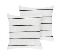 MILAS Set di 2 cuscini A strisce 50 x 50 cm Lino Nero/ Bianco