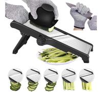 MILcea Affetta Verdure Professionale - Mandolina per Verdure con Protezione per le Mani, Fette Spesse da 1 a 9 mm, Acciaio Inox, Grigio